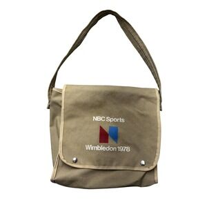 Vintage NBC Sports Wimbledon Bag Messenger One Size Beige Canvas Tennis 1978